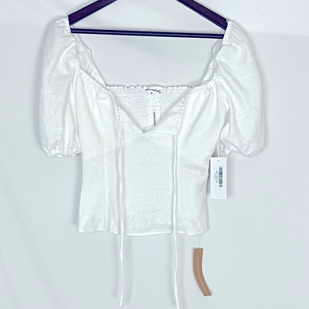 Reformation‎ Top Rory Linen Shirt Blouse Sz 6 Bohemian - Picture 6 of 12